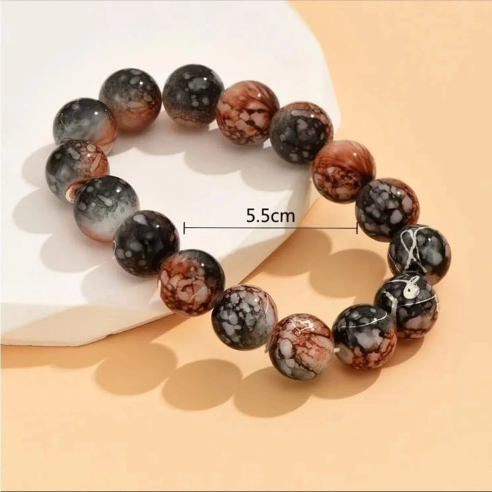 Marbled Glass Bead bracelet - Picture 3 of 3